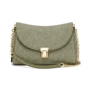 CSC2506 Curved chain shoulder bag, cut grass green — front view