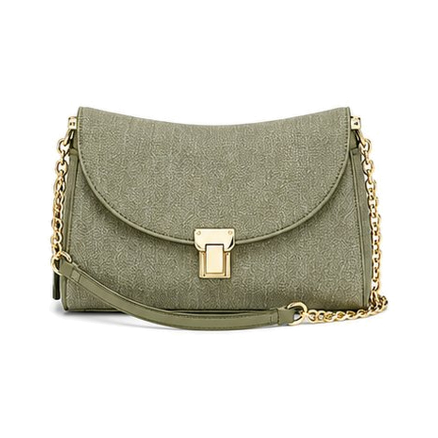CSC2506 Curved chain shoulder bag, cut grass green — front view