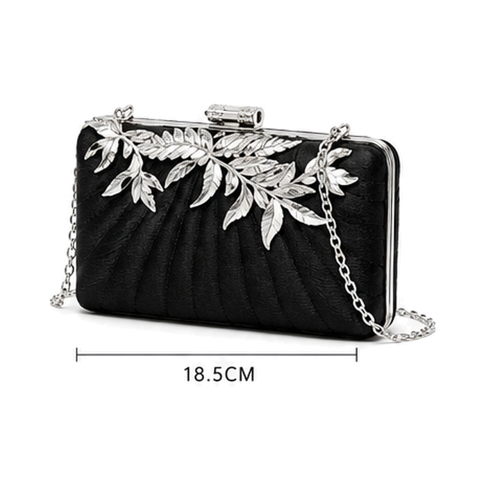 Silver Fern Minaudière, evening bag — three-quarter view, concept design by SOCCI Handbags