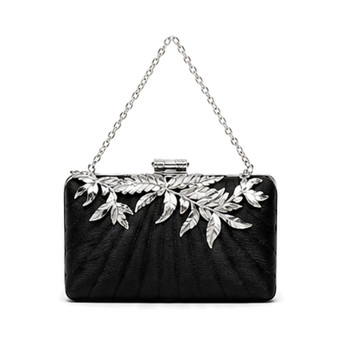 Silver Fern Minaudière, evening bag — front view, concept design by SOCCI Handbags