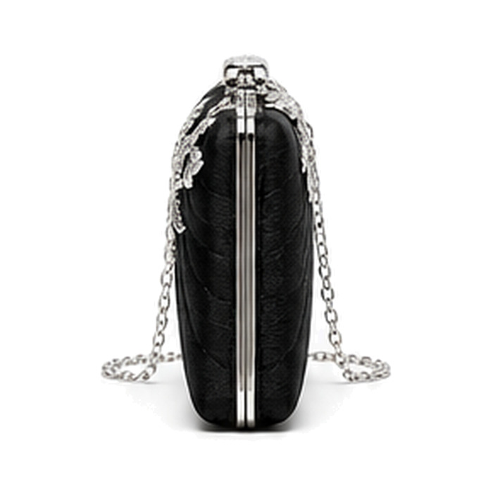 Silver Fern Minaudière, evening bag — side view, concept design by SOCCI Handbags