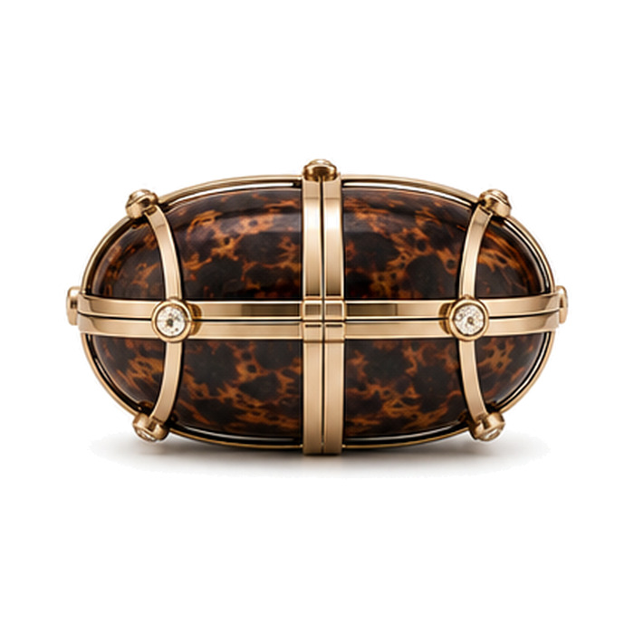 Tortoise Cage Clutch, evening bag — base view, concept design by SOCCI Handbags